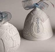 Lladro 2025 Christmas Bell and Ball Set of 2
