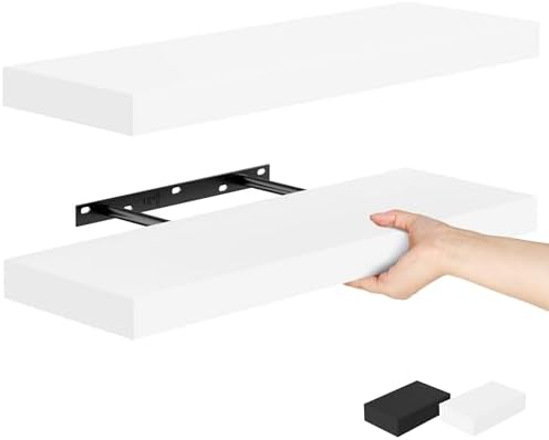 Bellsal Floating Shelves for Wall Set of 2 White Engineered Wood