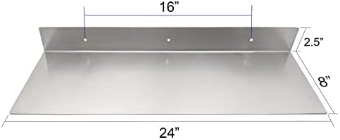 EADOT Brushed Nickel Floating Shelf 24x8 Heavy Duty