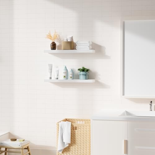 Bellsal Floating Shelves for Wall Set of 2 White Engineered Wood