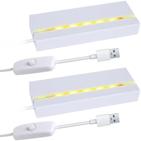 LED Light Display Pedestal 43 Inch Warm Rectangle Base Wooden Stand for Acrylic and Glass USB Switch Night Light 2 PCS