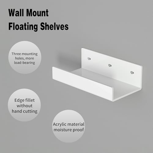 7 Inches White Acrylic Wall Display Shelves 2 Pack U Shape