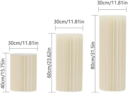 Set of 3 Foldable Cylinder Pedestal Stands for Party Decorations