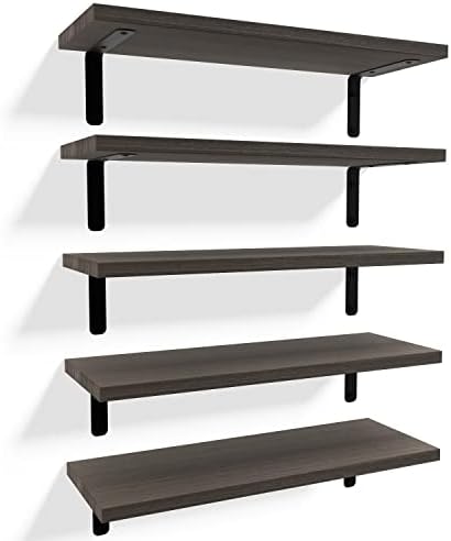 RICHER HOUSE Floating Shelves Set of 5 Deep Brown