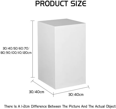Round Risers Model Display Stand - 40x80cm 440 Lbs Capacity White Square Pedestal for Retail and Events