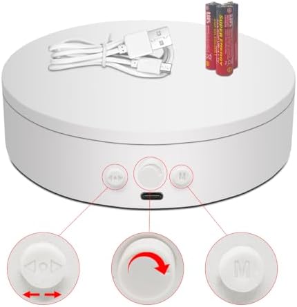 Rotating Display Stand with Type-C Cable 360 Degree Motorized Turntable Adjustable Speed and Direction White 787 Inch
