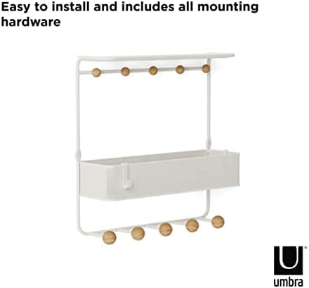 Umbra Estique Entryway Organizer with Hooks and Shelves White