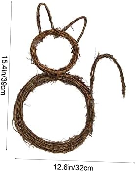 VALICLUD Cat Shape Rattan Wreath Halloween Door Decor Accent