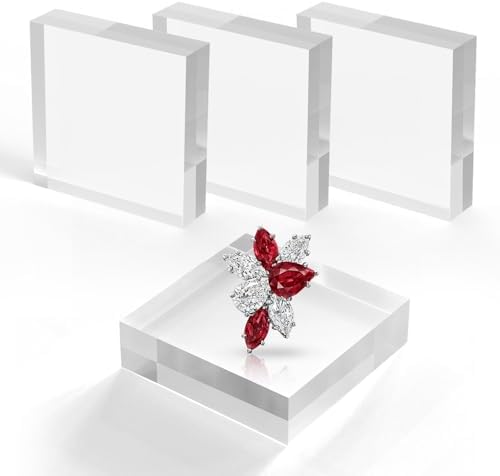 4 Piece Acrylic Display Stand Set Clear Cube Riser for Jewelry and Collectibles