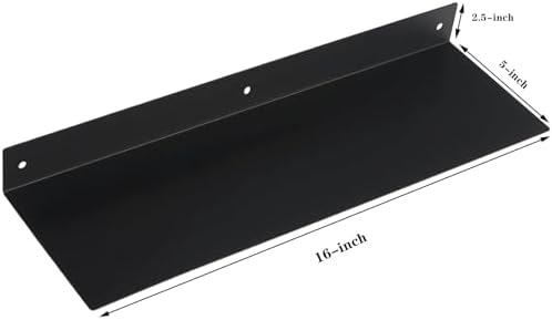 Heavy Duty Black Linear Floating Metal Shelf for Modern Home Decor