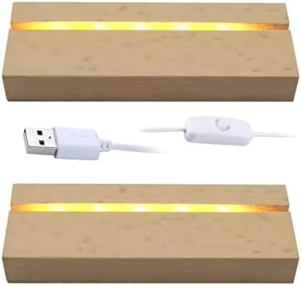 JOJOCY 2 Pack Rectangle LED Wood Display Pedestal