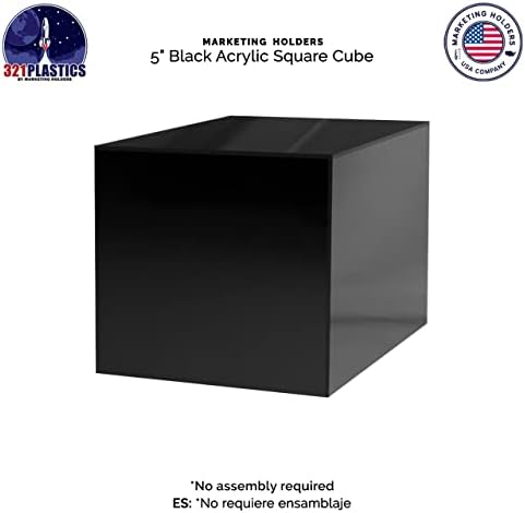 4 Pack 5 Inch Acrylic Display Riser Boxes No Lid Black Square Retail Showcase Riser