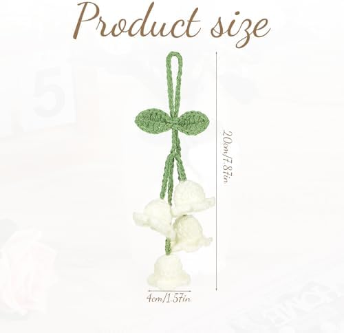 Crochet Flower Car Decor Acrylic Bell Orchid Pendant Hanging Charm for Cars and Home