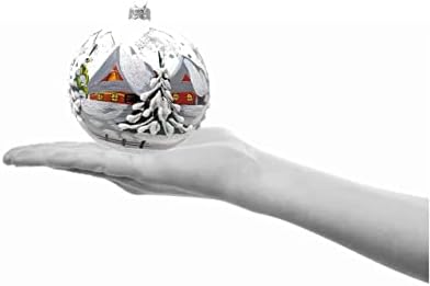 Christmas Ornament Winter Blast Blown Glass Ball White Opal 120mm