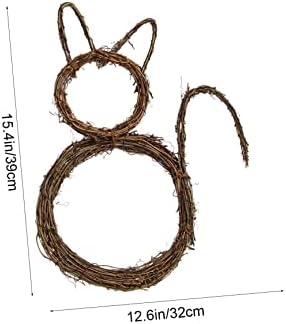 Cabilock Cat Shape Wreath Halloween Decor Front Door Wall Hanging Ornament