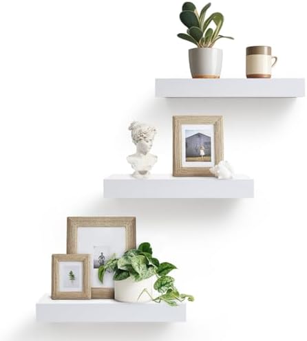 AHDECOR White Floating Shelves Set of 3