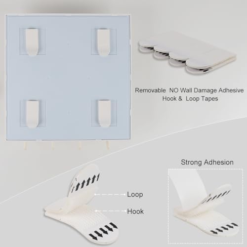 EHKIT Updated Bedside Shelf Wall Mount Phone Holder Organizer 4 Hooks