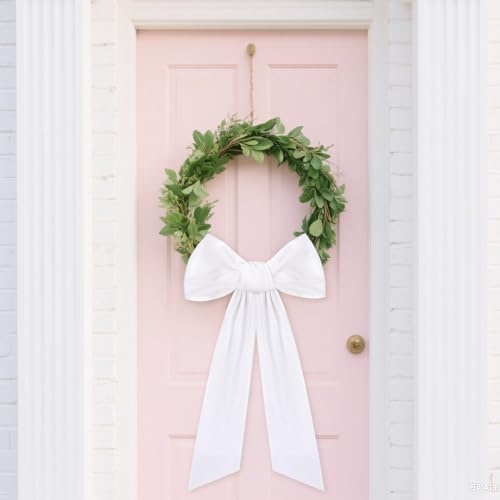 White Velvet Wreath Sashes - 2 Pcs for Wreaths and Front Door