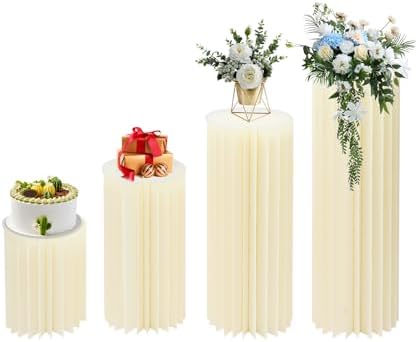 4 Pcs Foldable Cardboard Column Pedestal for Wedding Decor