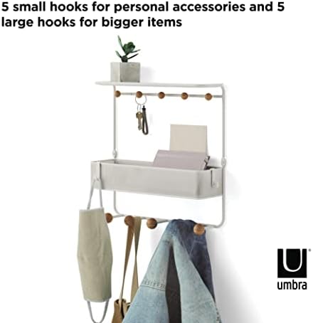 Umbra Estique Entryway Organizer with Hooks and Shelves White