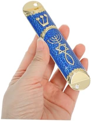 Cabilock 2sets Elegant Jewish Mezuzah Gold-Blue Metal Design