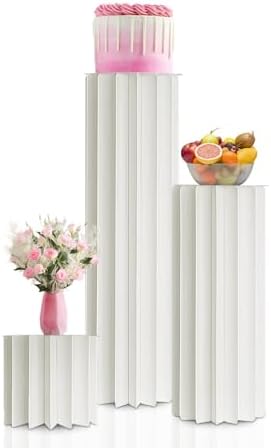 3 Pcs White Cylinder Stands for Party Display