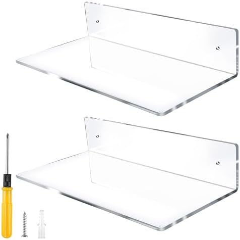 12 Inch L-Shaped Acrylic Floating Shelf 2 Pack