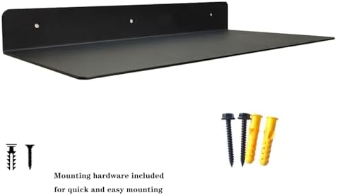 Heavy Duty Black Linear Floating Metal Shelf for Modern Home Decor
