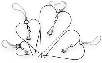 Mango Gifts Set of 4 Metal Heart Wall Art with Bells
