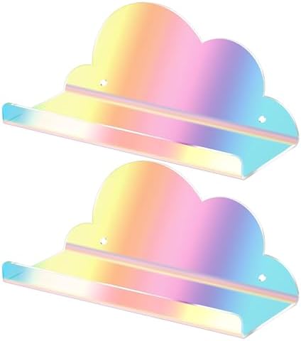 Lesnala 2Pcs Cloud Floating Shelf Acrylic Wall Mount with Stickers and Screws