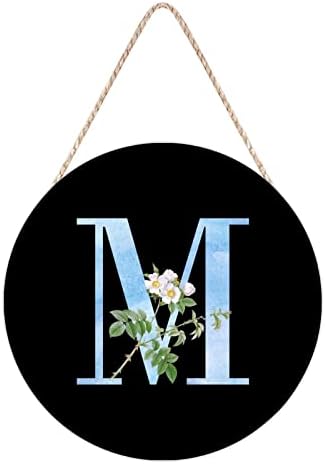 Farmhouse Door Hanger with Blue Marble and White Flower Design