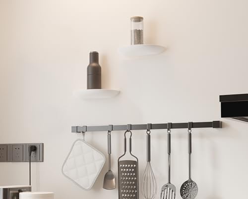 Solid Wood Half Round Floating Wall Shelves Elegant White Shelves for Home Decor