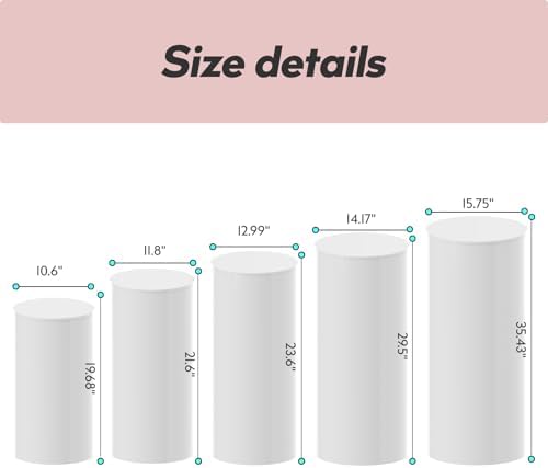 White Cylinder Pedestal Stands 5Pcs for Parties