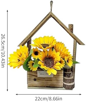 Wooden Door Hanger Wreath with Silk Flowers Wedding Sign Yellow 1043x866 Inches Outdoor