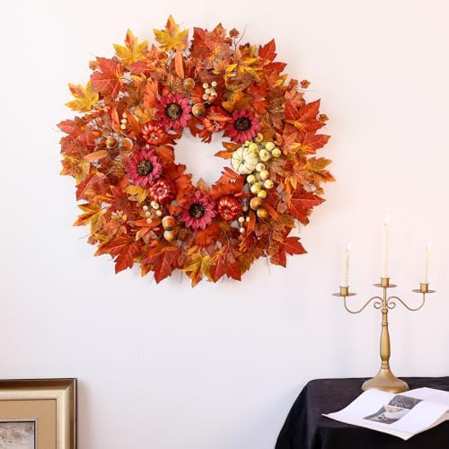 28 Inch Large Fall Wreath for Front Door Porch Window 1
