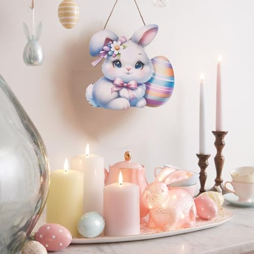 Wooden Bunny Wreath Door Dcor Multi-Seasonal Welcome Accessory