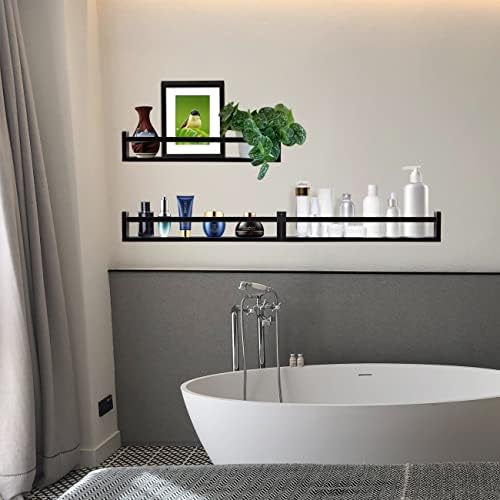 AZSKY Classic Black Wooden Floating Shelves Set of 3