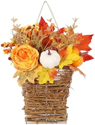Thanksgiving Door Wreath with Peony and Pumpkin