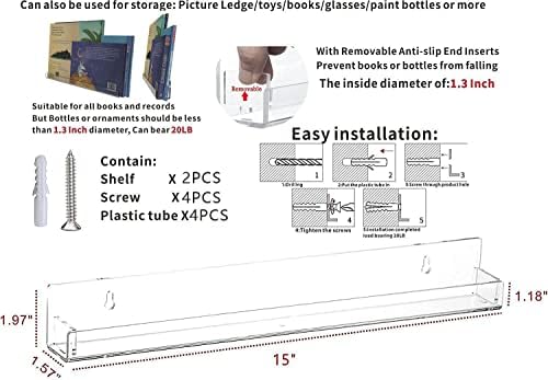 Cq Acrylic 15 Inch Floating Bookshelf for Kids Room