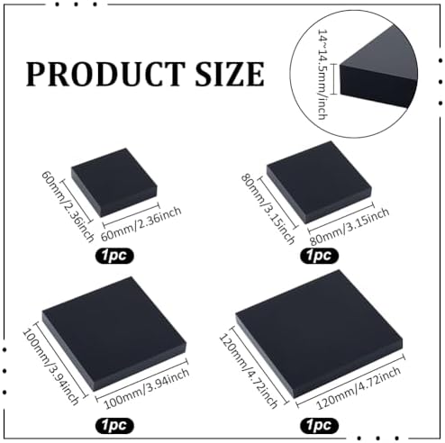 BENECREAT 4 Pcs Acrylic Display Blocks Mini Square Pedestals for Jewelry and Collectibles