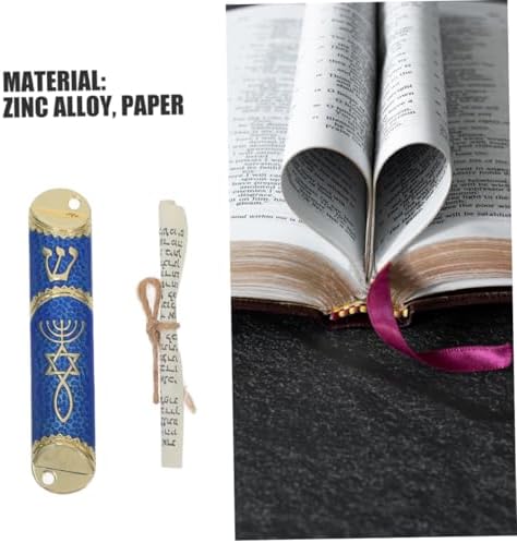 Cabilock 2sets Elegant Jewish Mezuzah Gold-Blue Metal Design