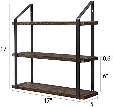 Mkono 3 Tier Floating Wall Shelf 17 Inch Rustic