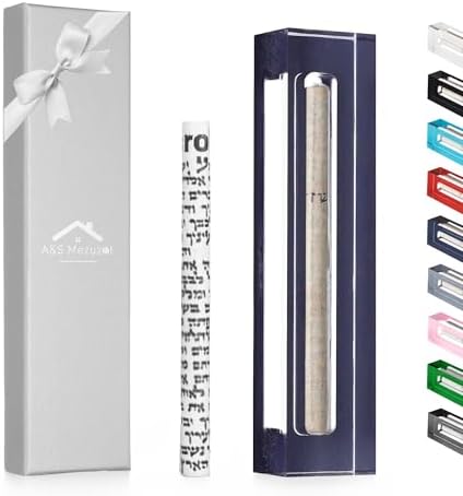 AS Mezuzah Case Modern Acrylic Design 6 Inches Navy