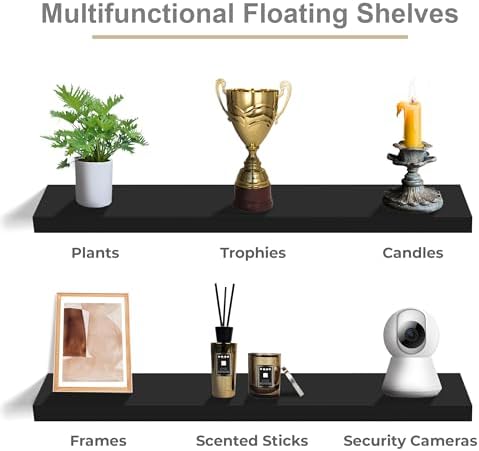 Sorbus Floating Shelves for Wall - 35 Inch Long Black 2 Pack