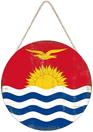 Farmhouse Door Hanger Kiribati Flag Wood Sign Home Decor