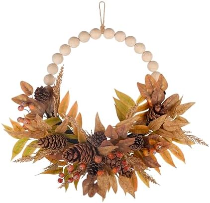 24 Inch Beaded Fall Wreath for Front Door