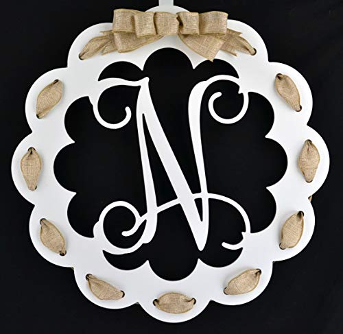 All Season Front Door Wreath Letter N Monogrammed