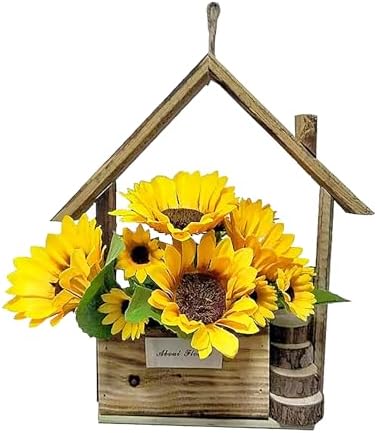 Wooden Door Hanger Wreath with Silk Flowers Wedding Sign Yellow 1043x866 Inches Outdoor