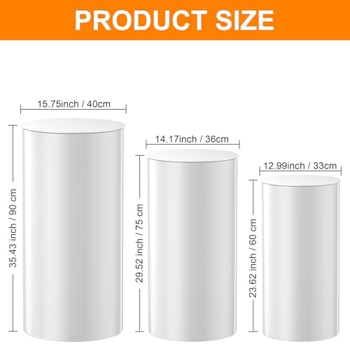 Toosci 3 Piece White Cylinder Display Stand Set for Party Decor