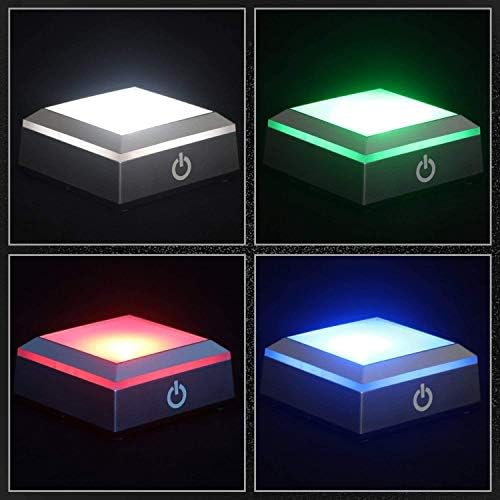 Jumayer 2 Pack LED Light Base Show Stand with Touch Switch for Crystal Display Art